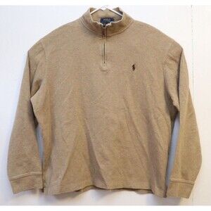 Polo Ralph Lauren Quarter‎ Zip Mens 2XL Sweater Brown Estate Rib Preppy